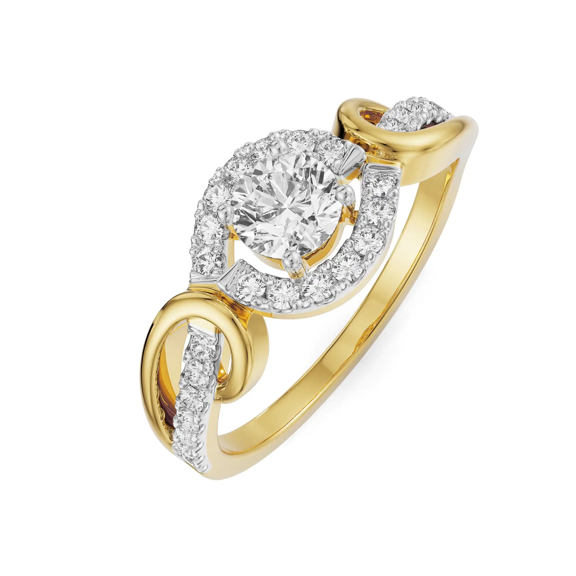Curved Band Solitaire Ring Top View