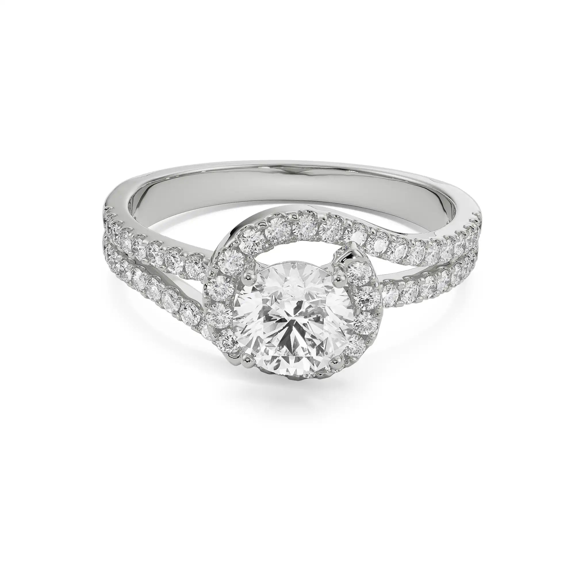 Twisted Engagement Ring Front View in 9KT