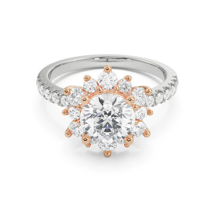 Starry Round Diamond Ring Front View in 9KT