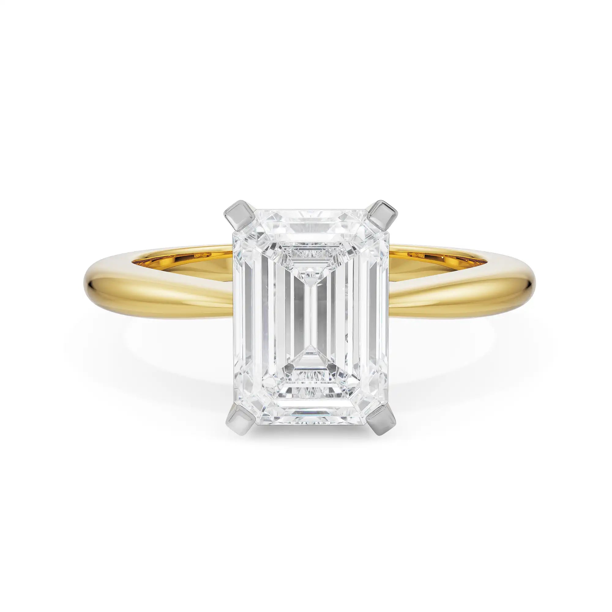 2 CT Emerald Cut Engagement Ring Front View in 9KT