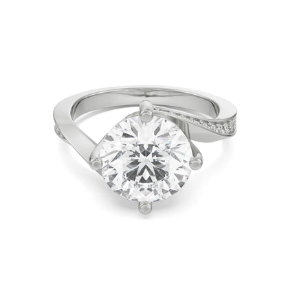 2 CT Twirl Solitaire Diamond Ring Front View in 9KT