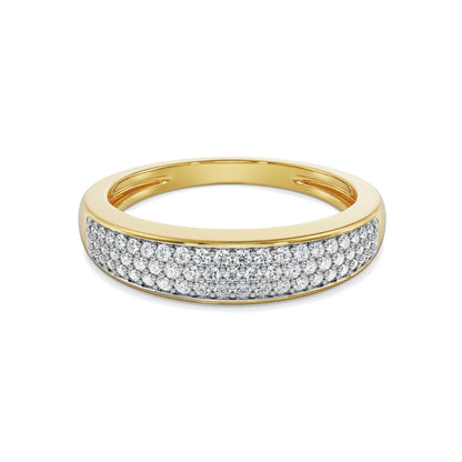 Clustered Pave Diamond Band Front View in 9KT