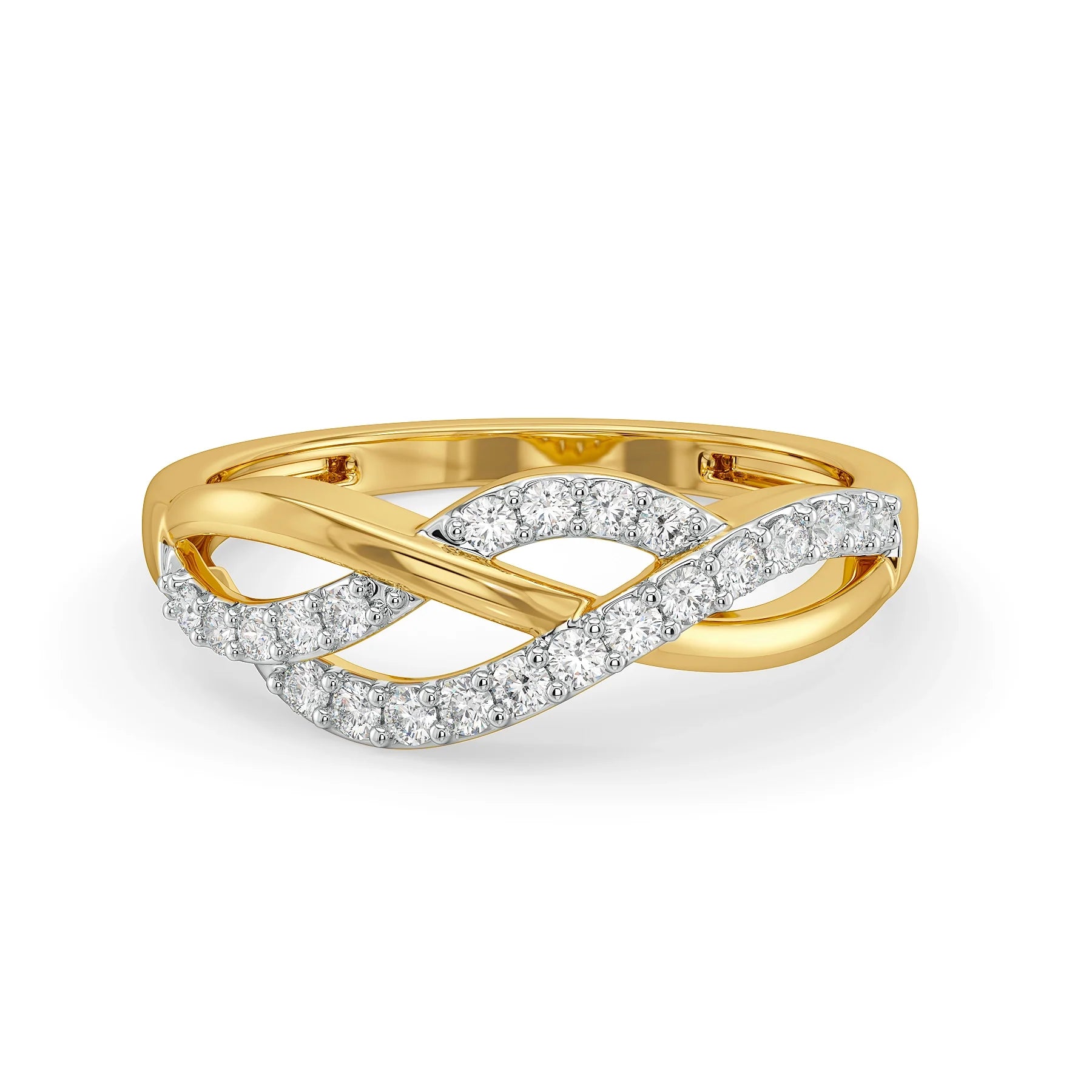Wavy Clustered Lab Grown Diamond Ring - front view in 9KT