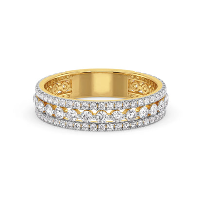 Triple Row Lab Grown Diamond Band - front view