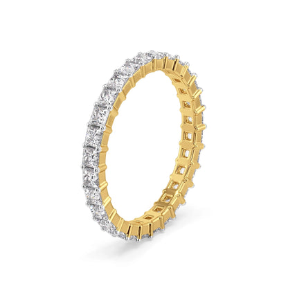 Princess Cut Eternity Lab Grown Diamond Band- side view in 9KT