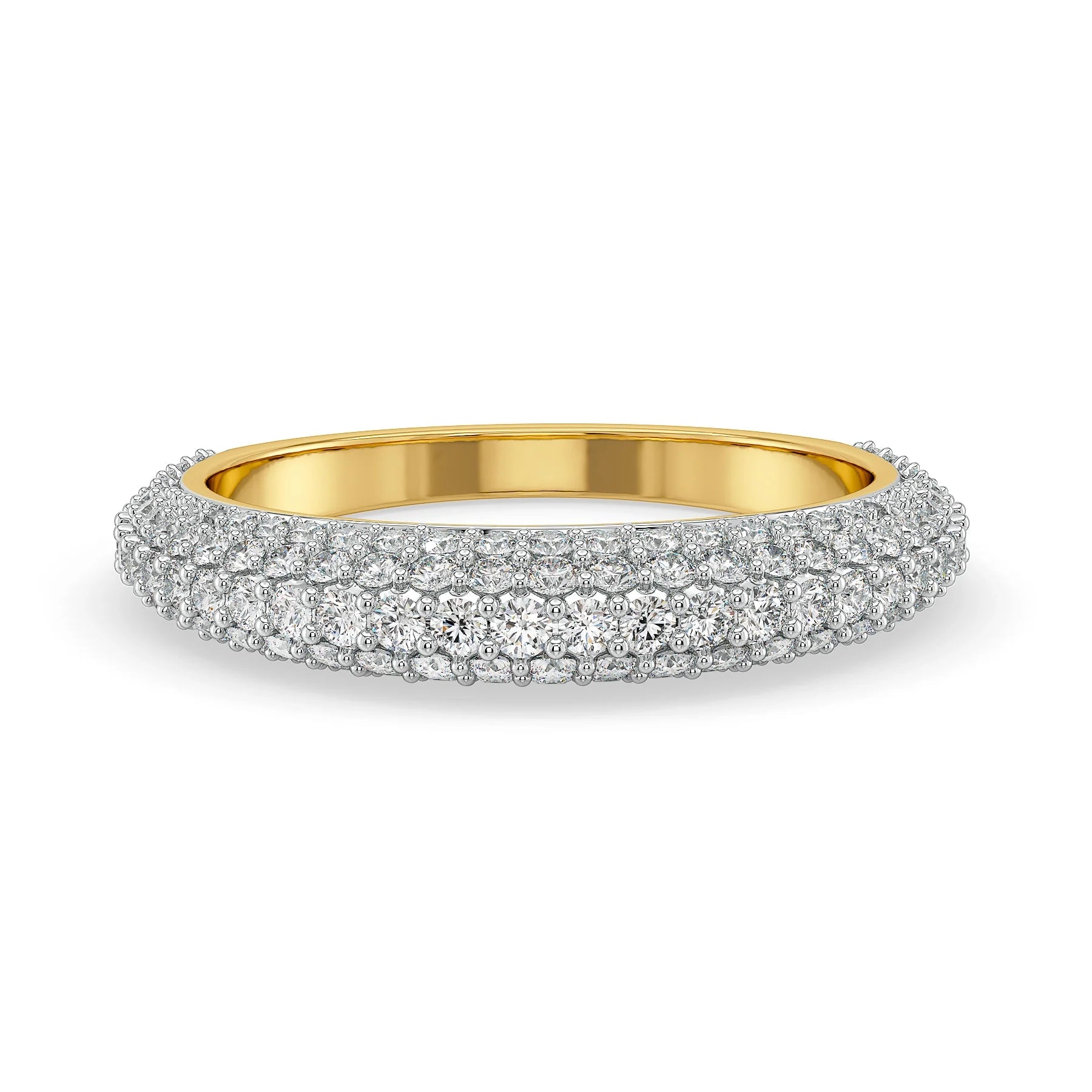 Clustered Ivana Lab Grown Diamond Band - front view in 9KT