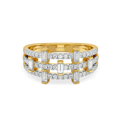 Starlit Baguette Lab Grown Diamond Ring - front view in 9KT
