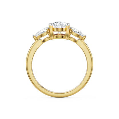 Pear Tri Solitaire Diamond Ring Right view