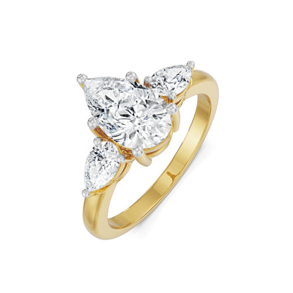 Pear Tri Solitaire Diamond Ring left view