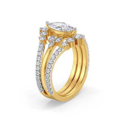 Vintage Marquise Lab Diamond Ring - side view