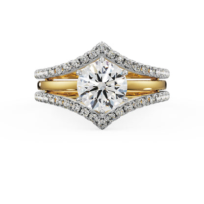 Solitaire Chevron Engagement Ring Front view