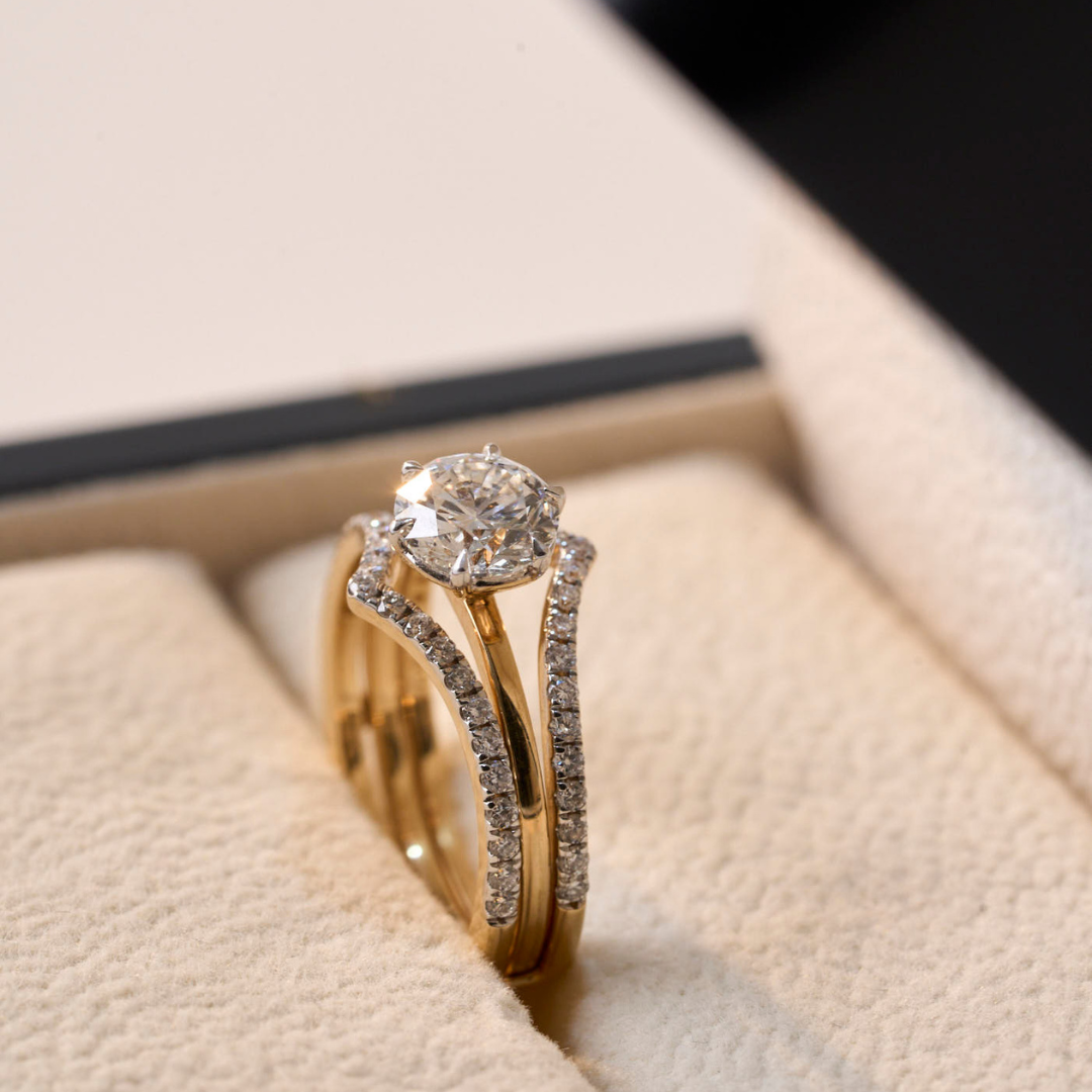 Lab Grown Diamond Solitaire Chevron Engagement Ring