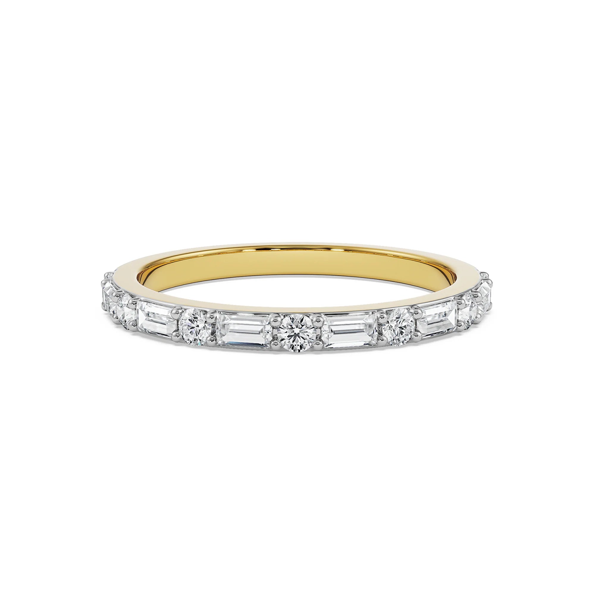 Alternating Round Diamond Band Front view in 9KT