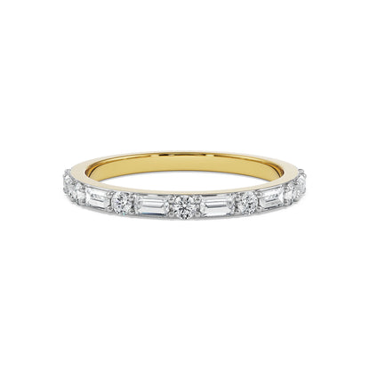 Alternating Round Diamond Band Front view in 9KT