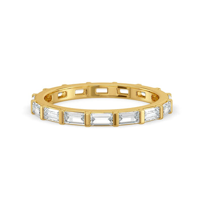 Regal Baguette Eternity Lab Diamond Ring - front view in 9KT