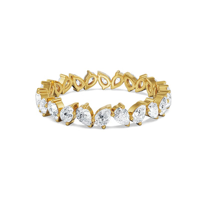 Pear Diamond Band Front view in 9KT