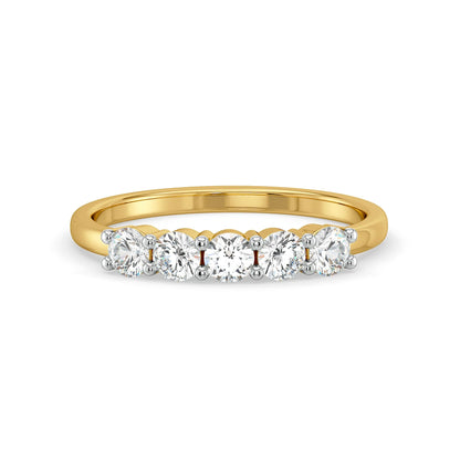 Golden Glow Quintet Lab Diamond Ring - front view in 9KT