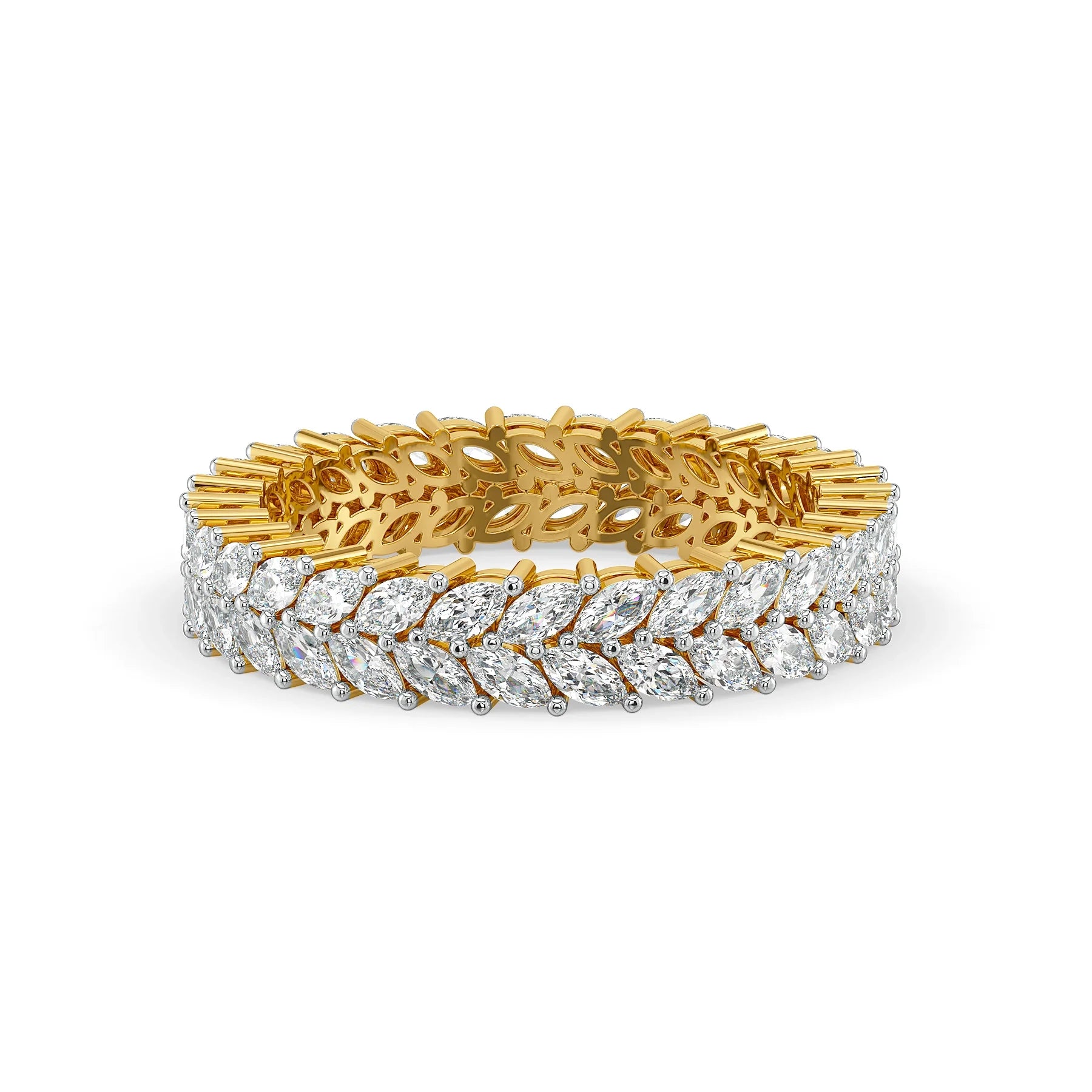 Twin Flame Marquise Eternity Lab Diamond Ring - front view in 9KT