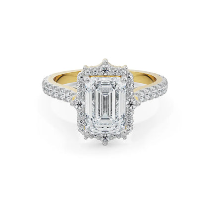 1.5 CT Emerald Diamond Ring Front View in 9KT