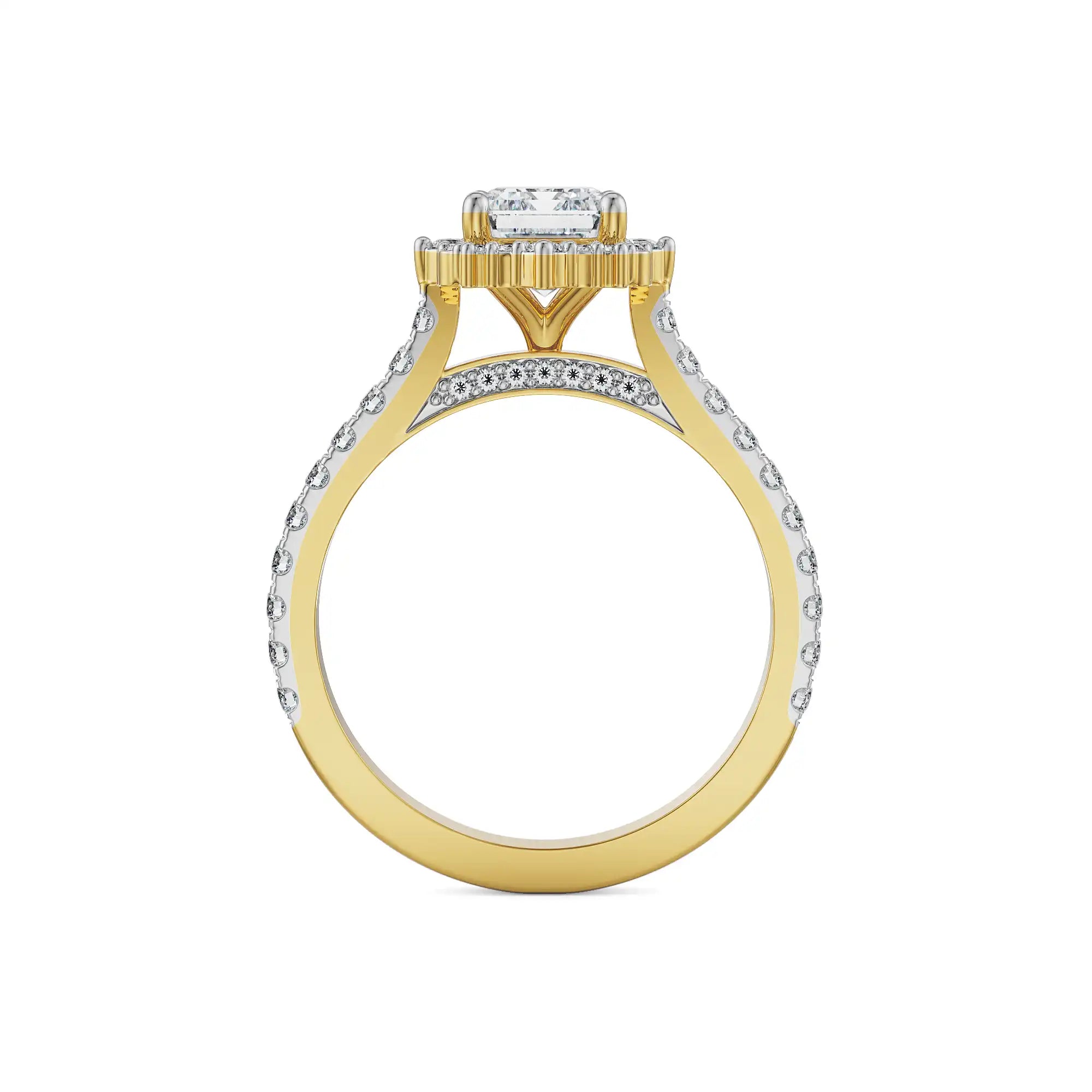 1.5 CT Emerald Diamond Ring Side View in 9KT