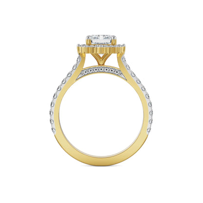 1.5 CT Emerald Diamond Ring Side View in 9KT