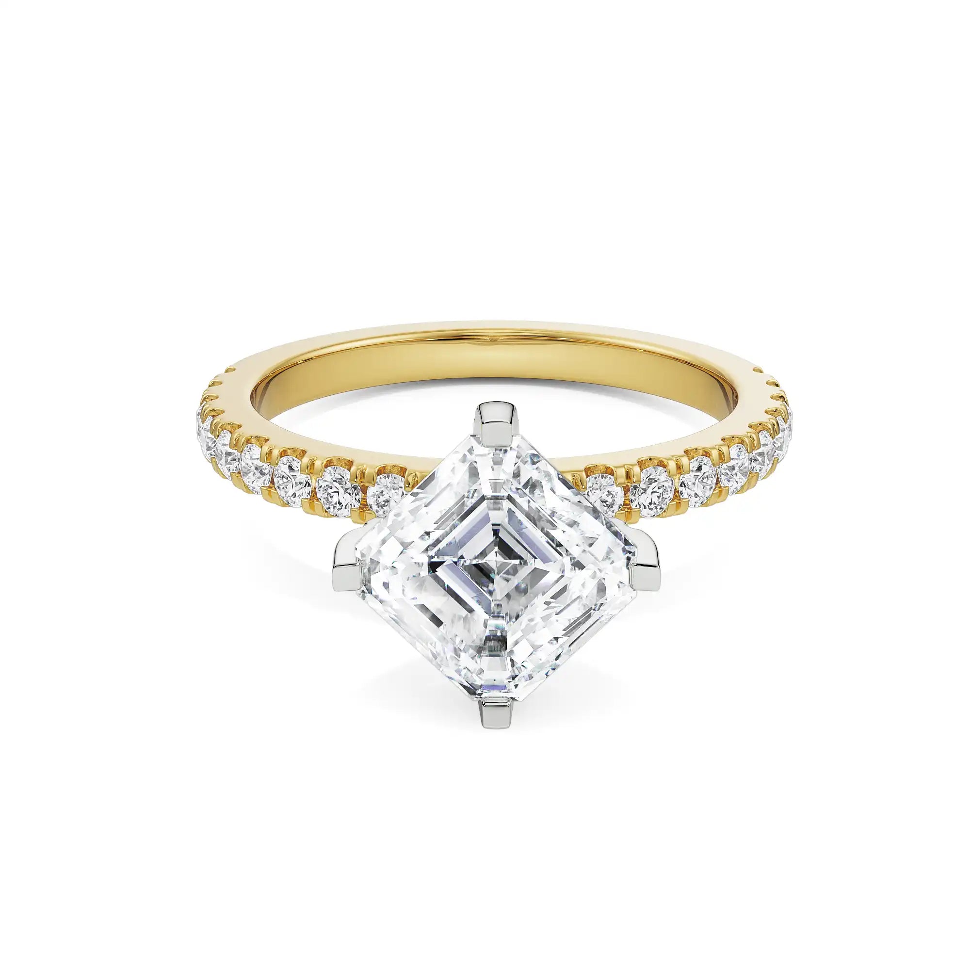 1 CT Asscher Diamond Ring Front View in 9KT