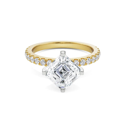 1 CT Asscher Diamond Ring Front View in 9KT