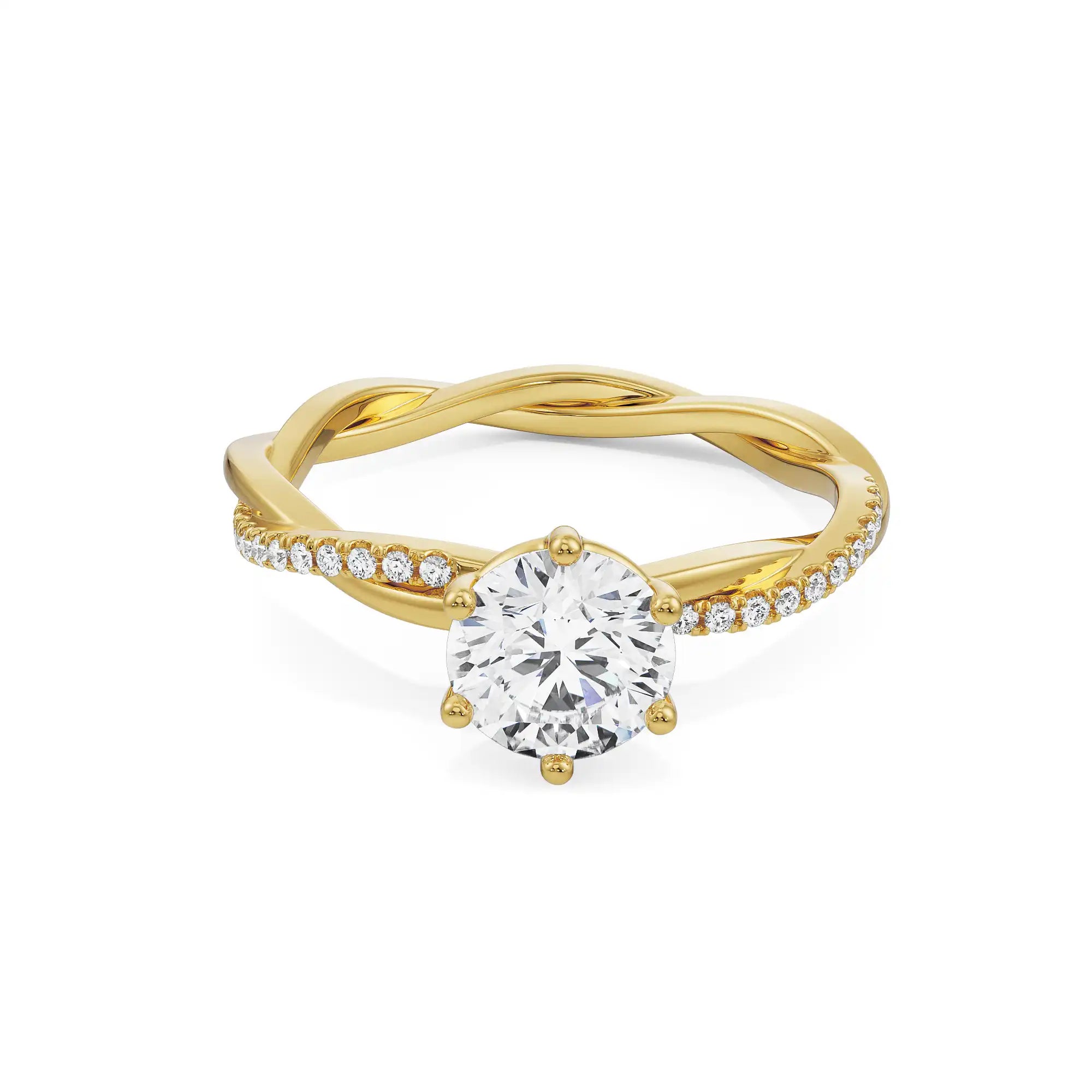 Twsited Sloane Round Diamond Ring Front View in 9KT