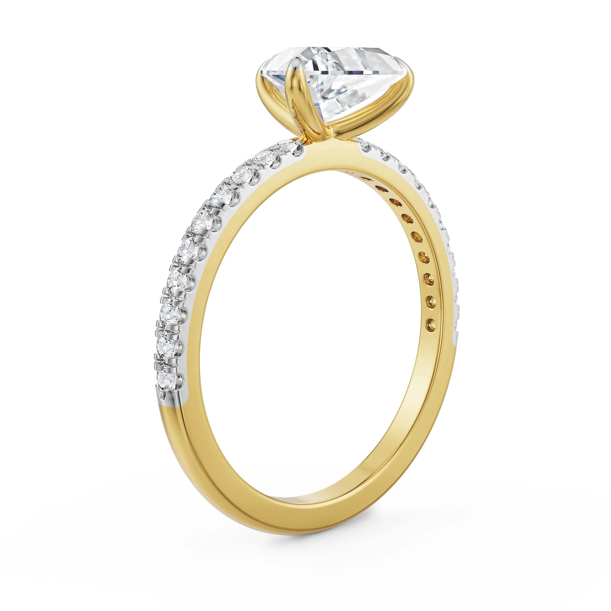 Timeless Triliion Engagement Ring Right View in 9KT