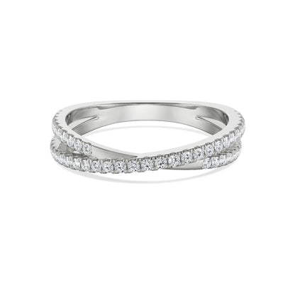 Crossover Diamond Band Front view in 9KT