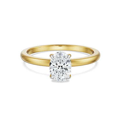 0.5 CT Oval Engagement Ring Front view in 9KT