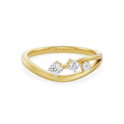 Dainty Trio Diamond Ring front view in 9KT