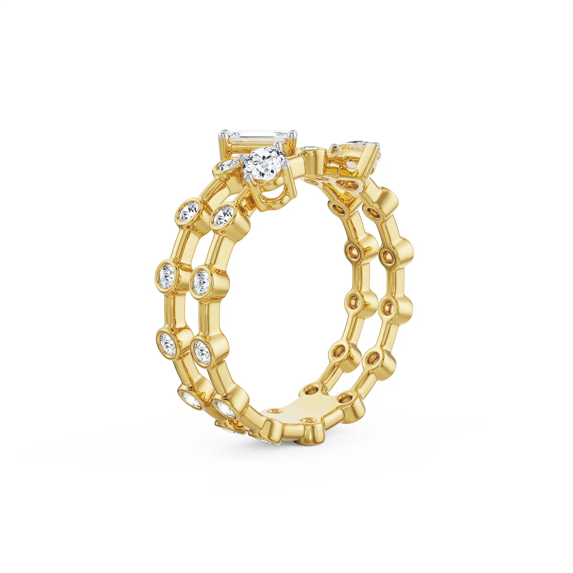 Multi Diamond Cocktail Ring Back view in 9KT