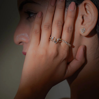 Multi Diamond Cocktail Ring Prospective View