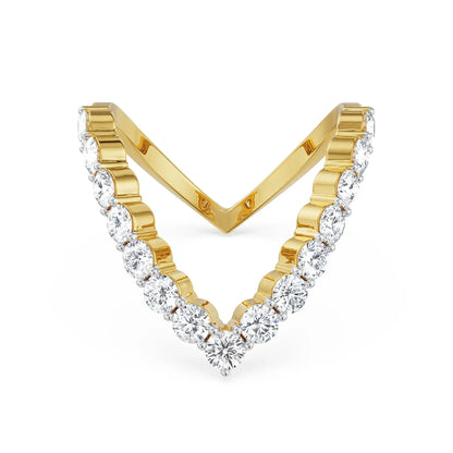 Minimalist V Diamond Band front view in 9KT