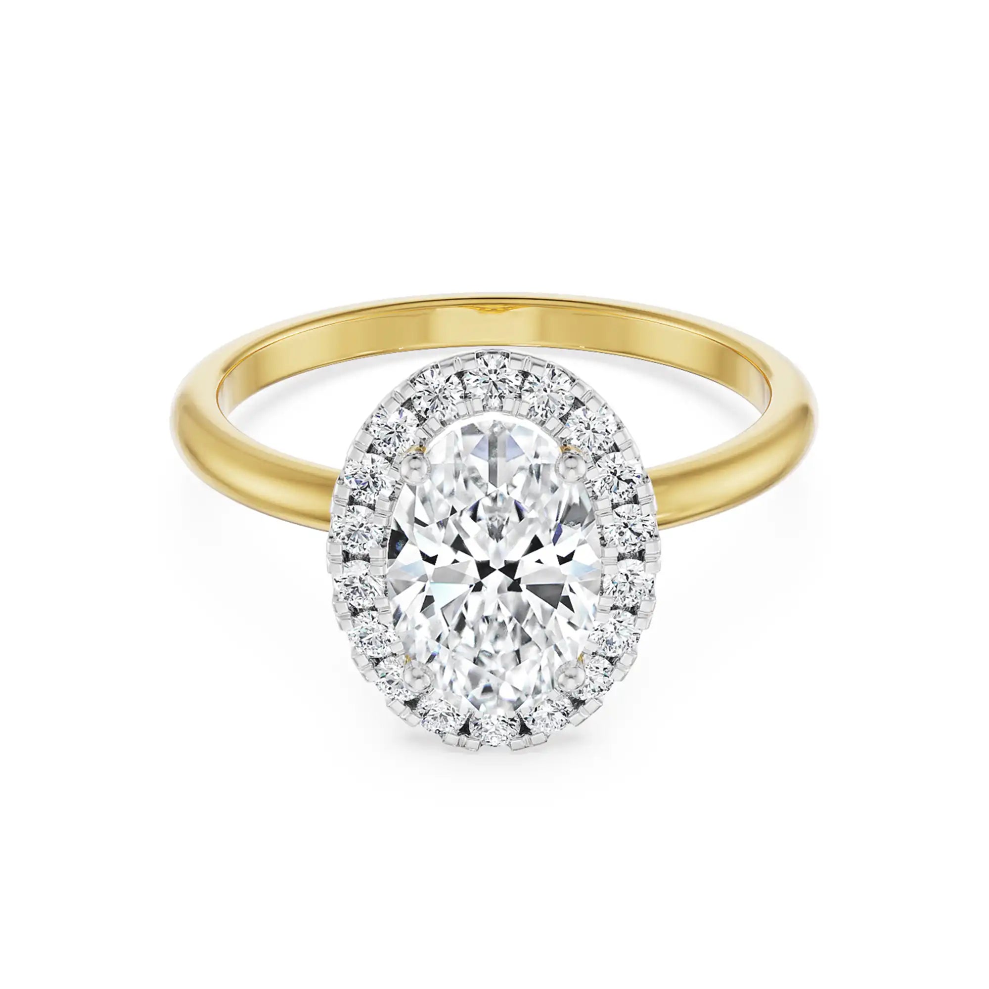 1.2 CT Oval Diamond Ring front view in 9KT
