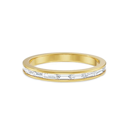 Baguette Straight Wedding Band Front view in 9KT