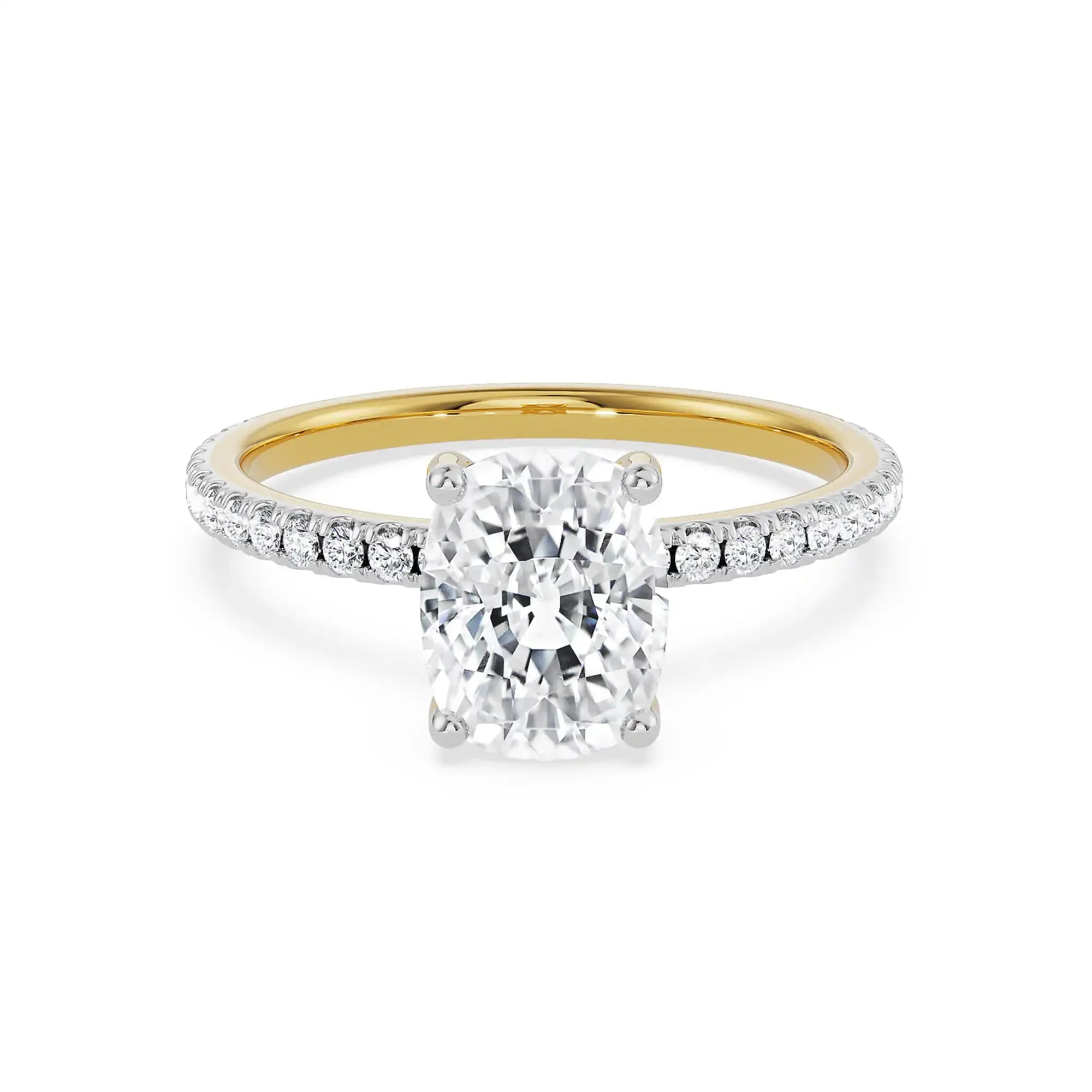 Cushion Square Bridal Ring Front view in 9KT