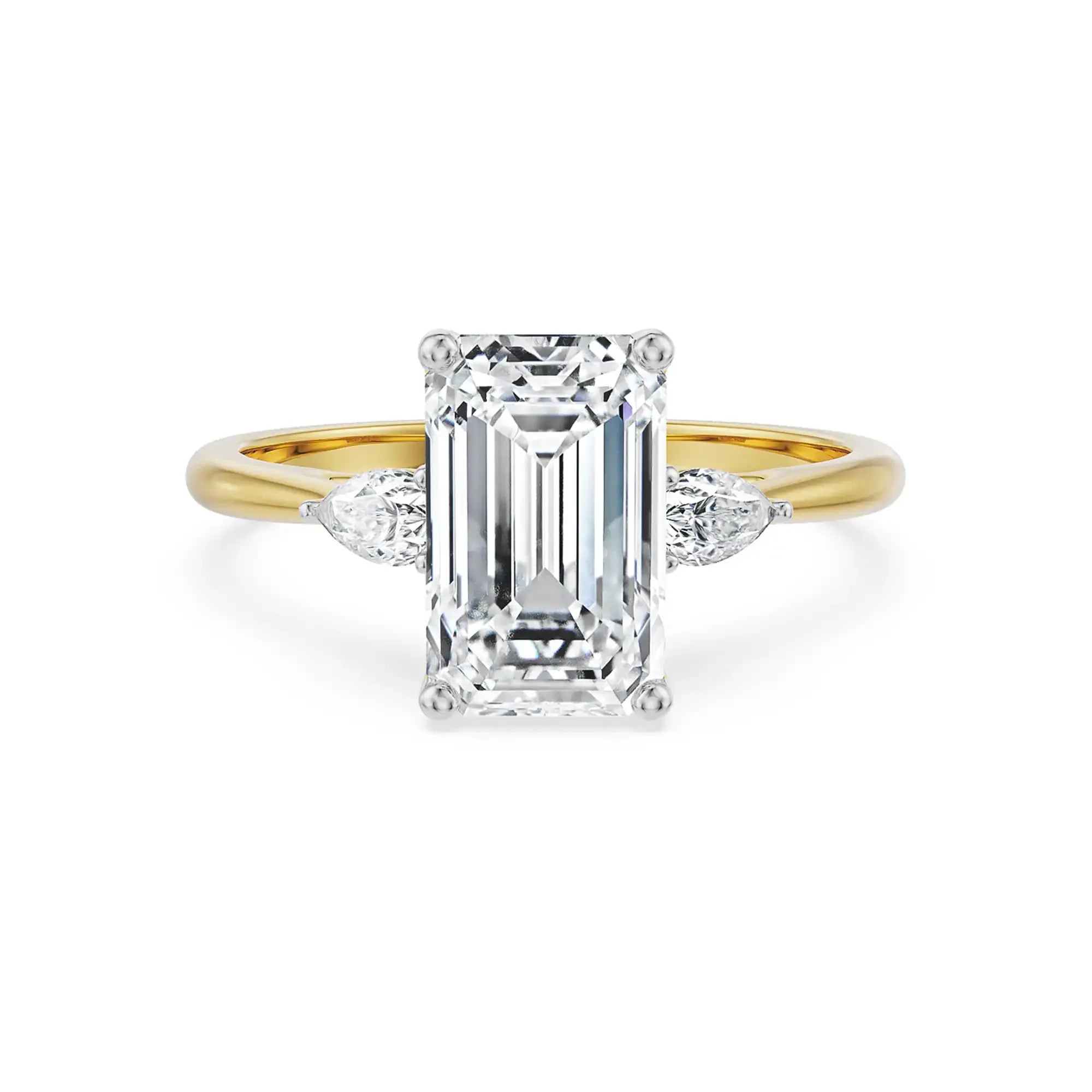 Three Stone Bridal Ring front view in 9KT