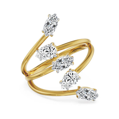 Pear Marquise Cocktail Lab Grown Diamond Ring- Front view