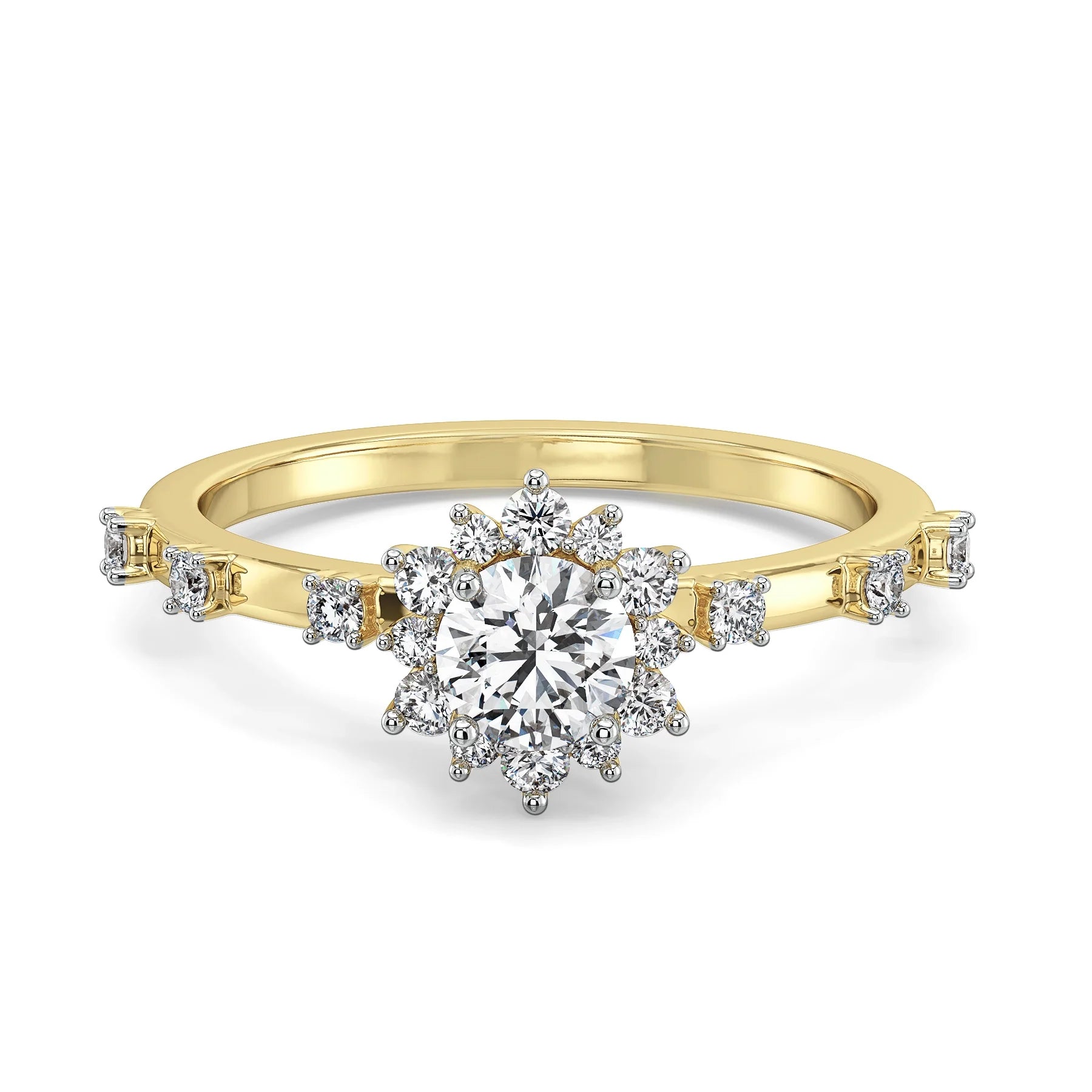 Daisy Dainty Lab Grown Diamond Ring - Front view in 9KT