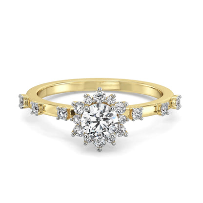 Daisy Dainty Lab Grown Diamond Ring - Front view in 9KT