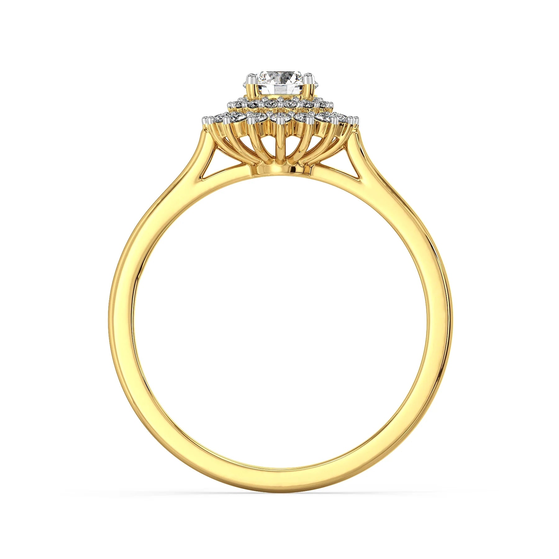Blooming Nature Clustered Lab Grown Diamond Ring - Back view in 9KT