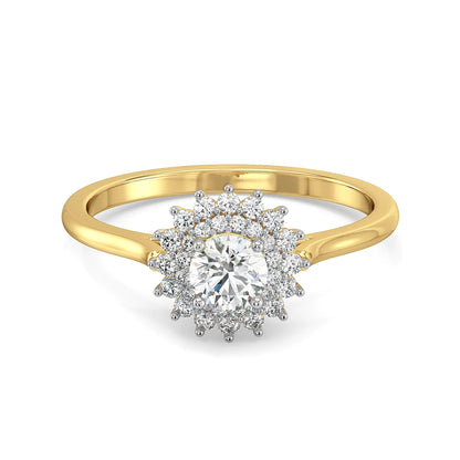 Blooming Nature Clustered Lab Grown Diamond Ring - Front view in 9KT