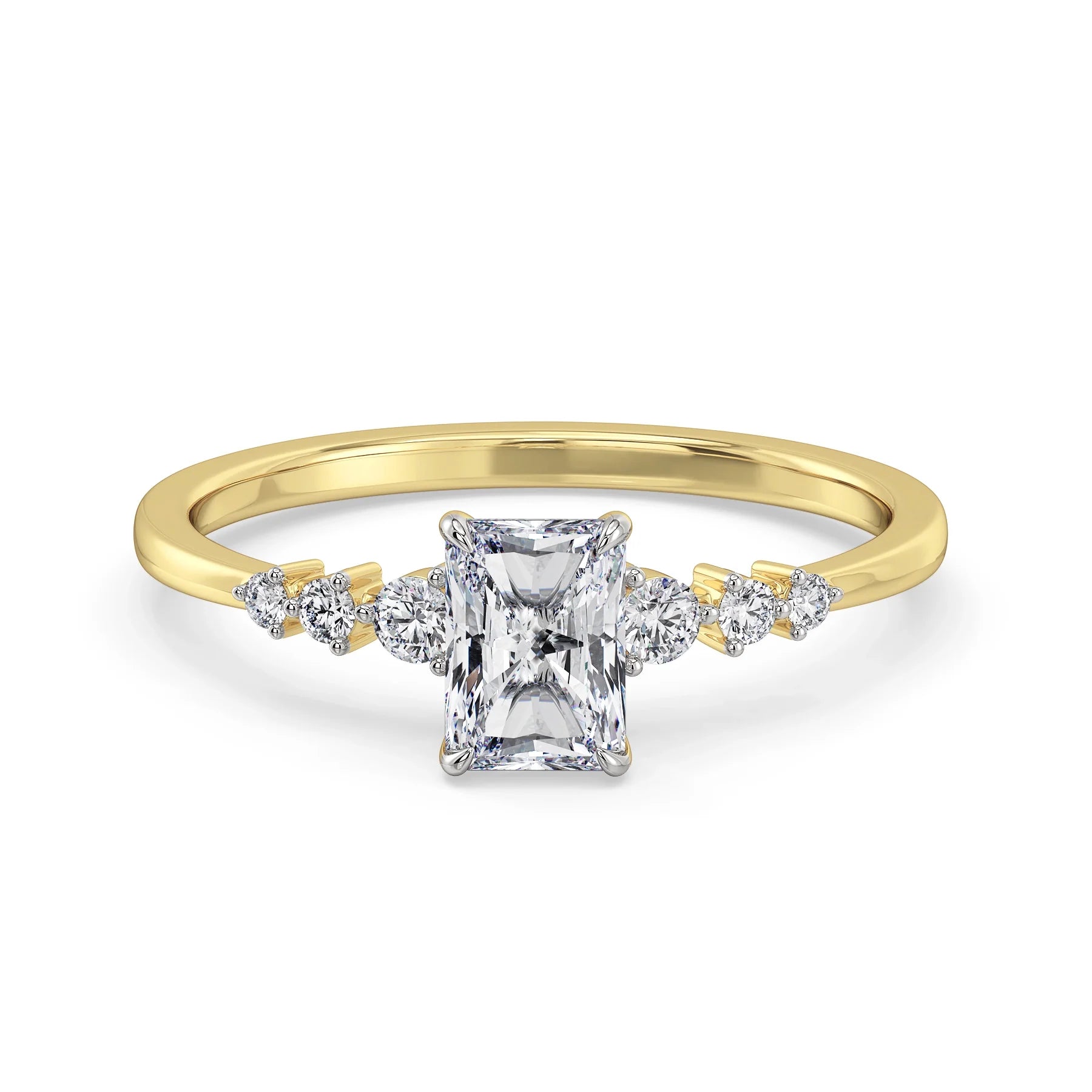 Isha Radiant Lab Grown Diamond Engagement Ring - front view in 9KT