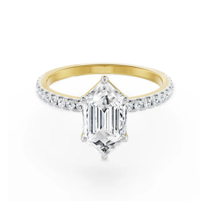 Custom Hexagon Lab Grown Diamond Ring - Front View