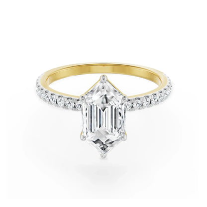 Custom Hexagon Lab Grown Diamond Ring - Front View in 9KT