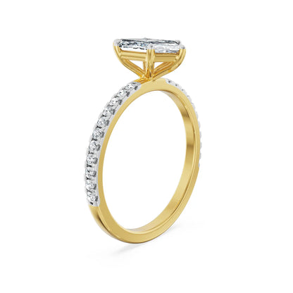 Custom Hexagon Lab Grown Diamond Ring - top view in 9KT