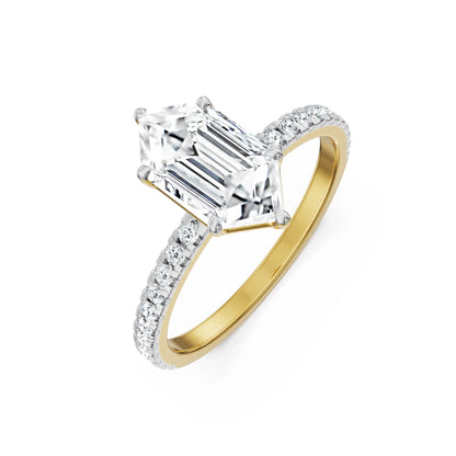 Custom Hexagon Lab Grown Diamond Ring - side view in 9KT