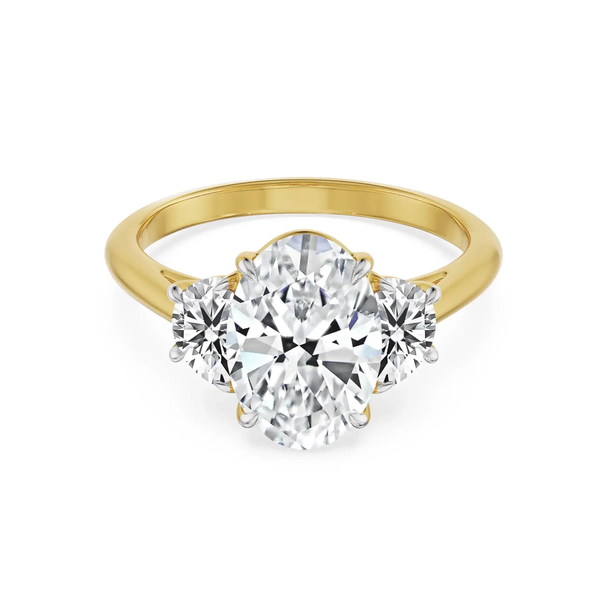 Half Moon Accent Lab Grown Diamond Ring - front view in 9KT